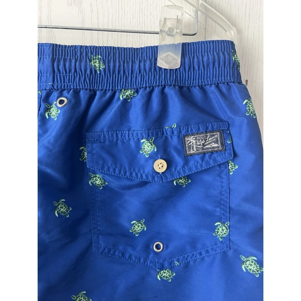 Polo Ralph Lauren Traveler Swim Trunks Men's L Blue Sea Turtle Lined Classic Ex